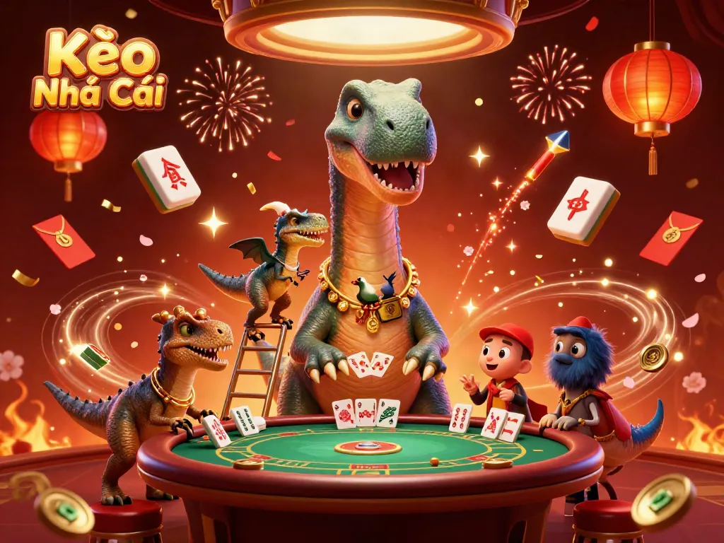 Experience Kèo Nhà Cái with a colorful and lively casino scene including vibrant characters and game elements.