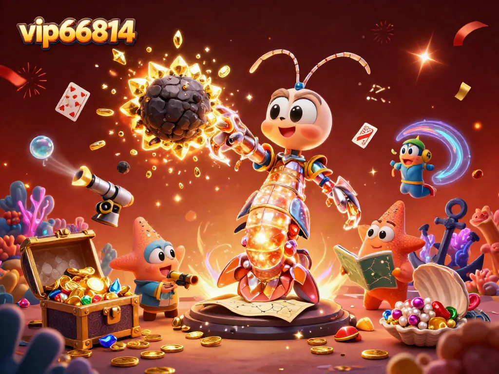 Experience the excitement of vip66814 as a galactic samurai mantis shrimp bursts through an explosion of coins and gems.