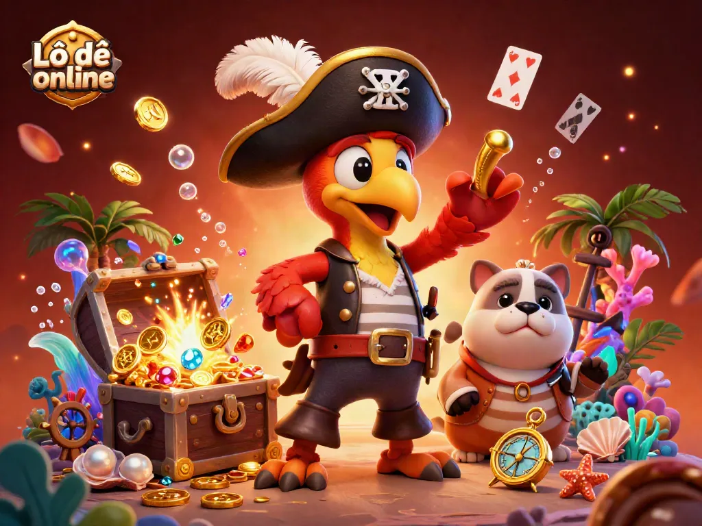 Experience Lô đề online adventures with vibrant characters and explosive treasure amid oceanic wonders.