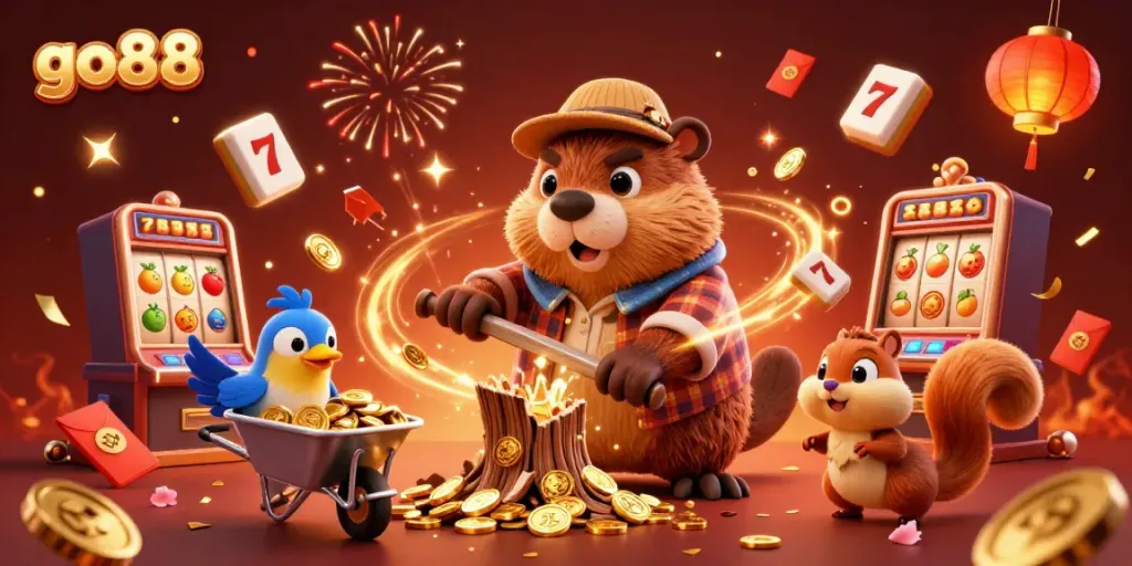 Experience fun and excitement at go88 with a fantasy-rich slot game scene stacked with treasures and characters.