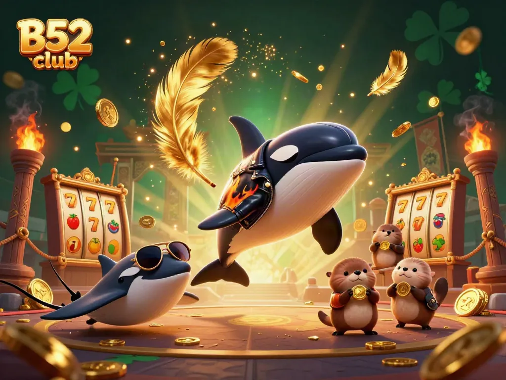 Engage in vibrant B52 club casino adventures with cartoon sea creatures amidst an exciting gaming atmosphere.