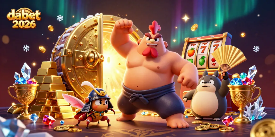 Join the excitement at dabet2026 with a thrilling casino scene featuring a sumo wrestler, samurai cricket, and dynamic slot elements.