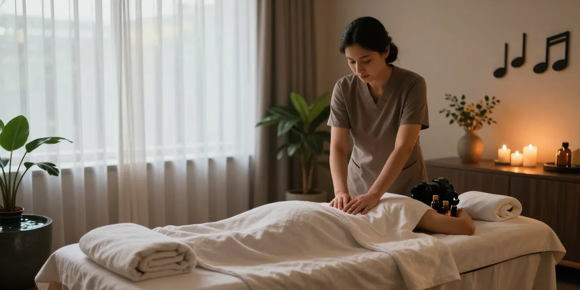 Luxurious 광명출장안마 experience in tranquil spa treatment room with soothing ambiance.