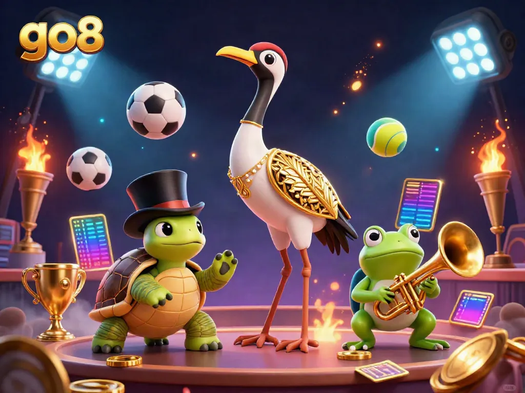 Experience thrilling betting adventures at go8 with engaging 3D characters in a vibrant casino scene.