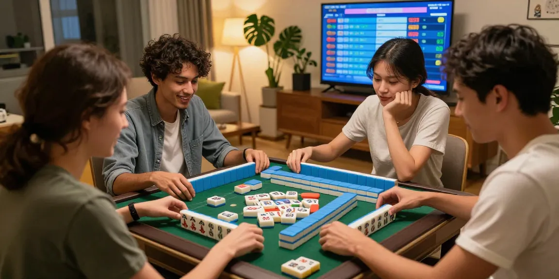 Mahjongjp88 hari ini game night with friends strategizing over colorful tiles.