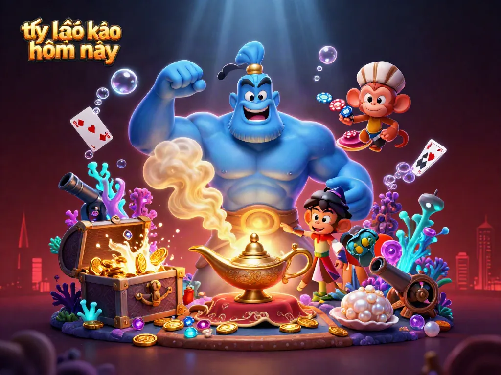 Engage with today's tỷ lệ kèo nhà cái hôm nay through a vibrant 3D casino-themed illustration.