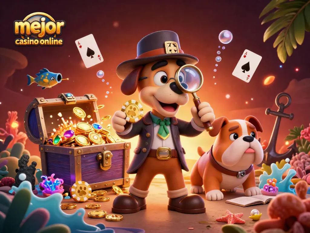 Mejor casino online: Detectives en busca de tesoros con fichas de póker y ambiente vibrante