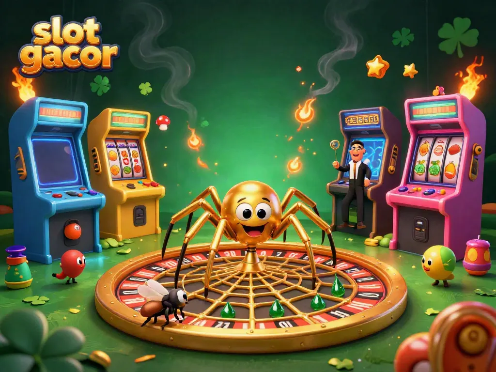 Experience the thrill of slot gacor action with this dynamic 3D casino illustration.