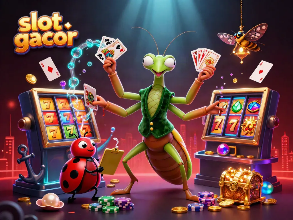 Engage in thrilling entertainment with slot gacor in this vibrant 3D casino scene.