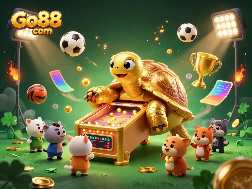 Engage with action-packed gaming at Go88 com featuring a colossal tortoise pinball and sports elements.