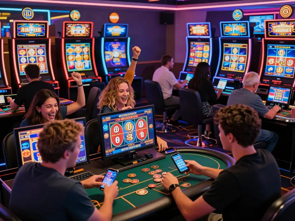 Engaging online gaming atmosphere at https://da88z.net/ showcasing players enjoying various casino games.