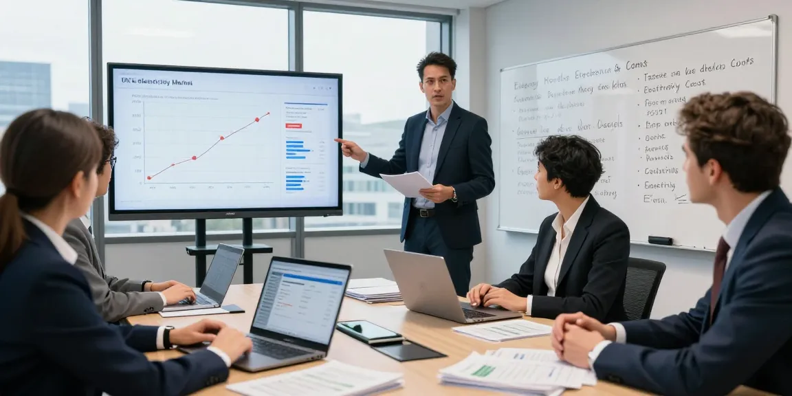 Energy consultants discussing uk electricity price per kwh 2026 trends in a modern office.