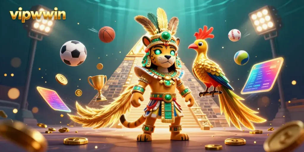 Bet big with vipwwin as a Mayan jaguar priest meets 3D sports elements in an exciting scene.