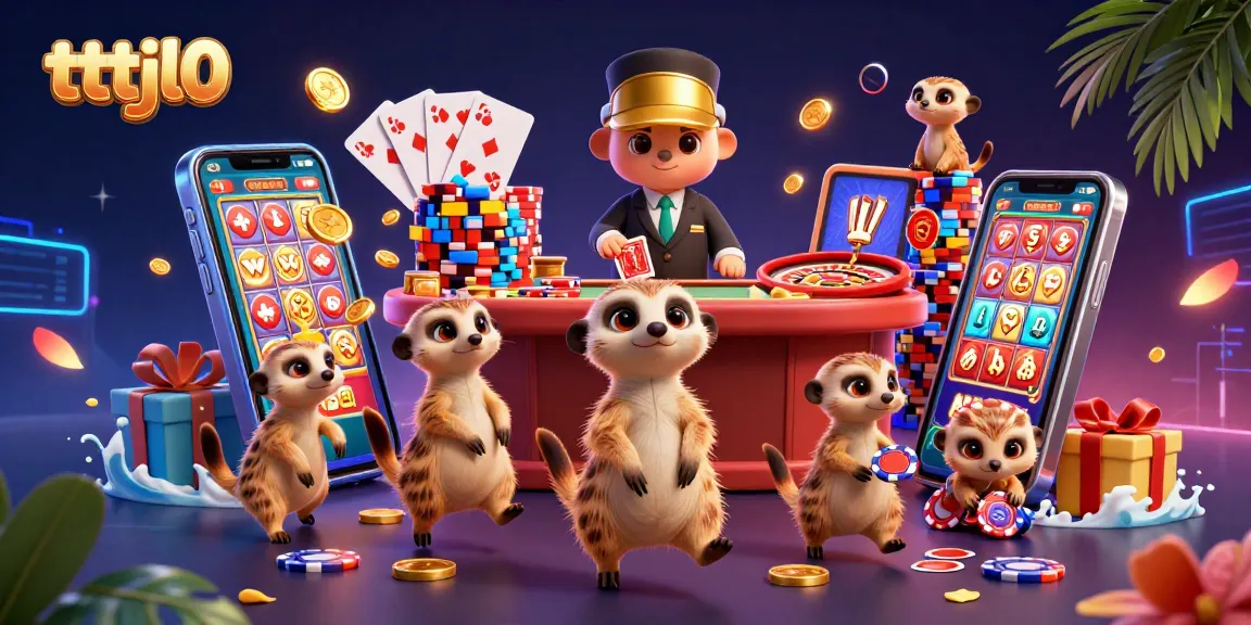 Experience thrilling gameplay at tttjl0 with meerkats orchestrating a vibrant casino scene.