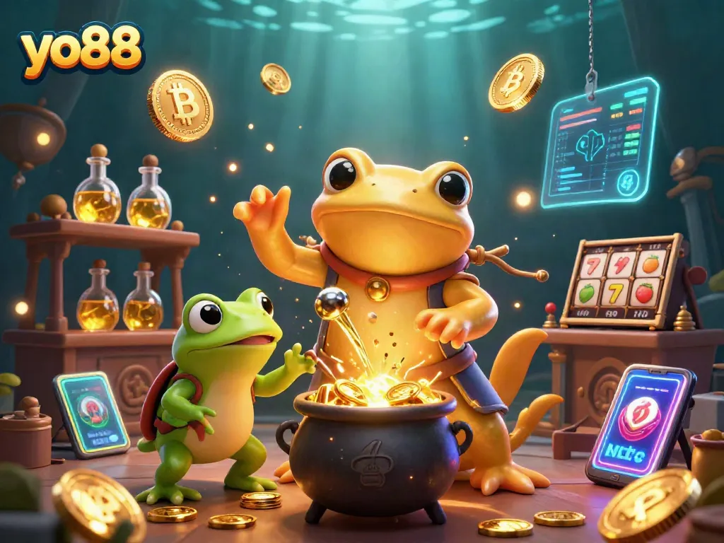 Experience thrilling gameplay with yo88's vibrant 3D casino illustration featuring golden salamander and mystical elements.