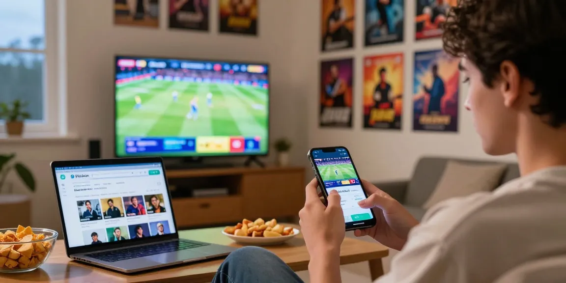 Pikashow APK on smartphone streaming IPL cricket and movies at home in cozy setup.