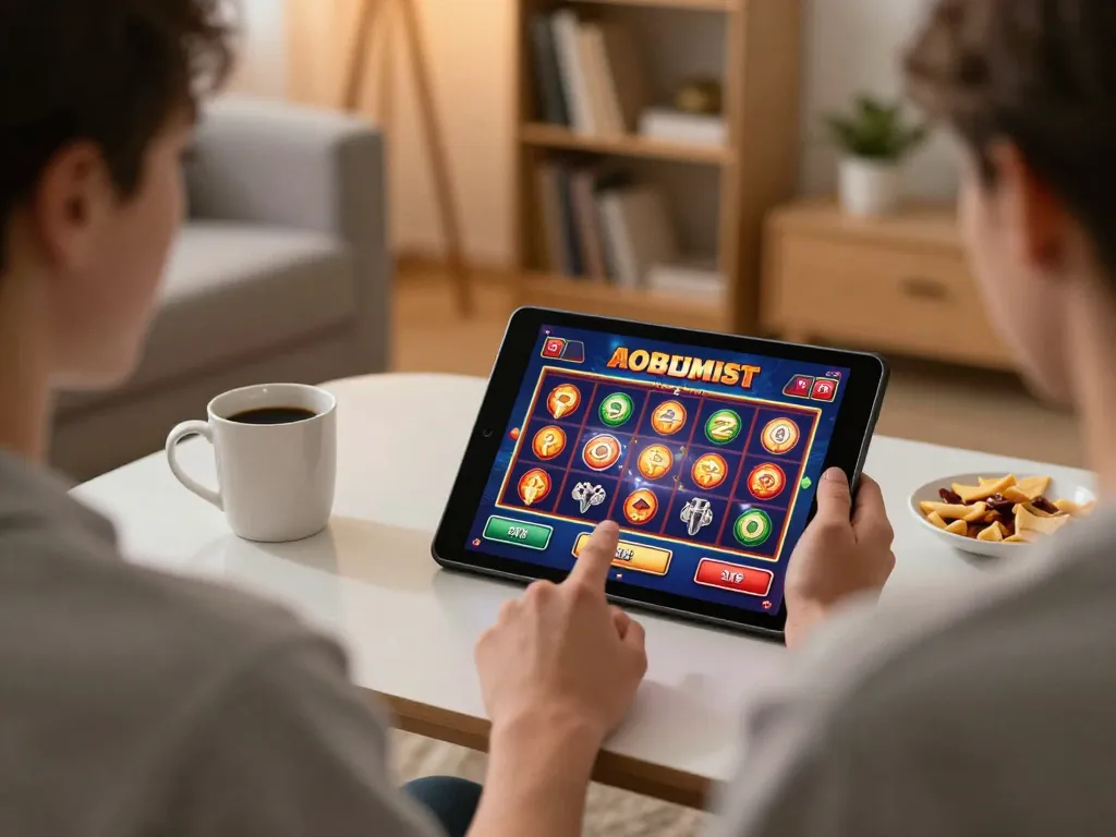 Enjoying online casino gaming at home with the best online casinos in Canada displayed on the tablet screen.