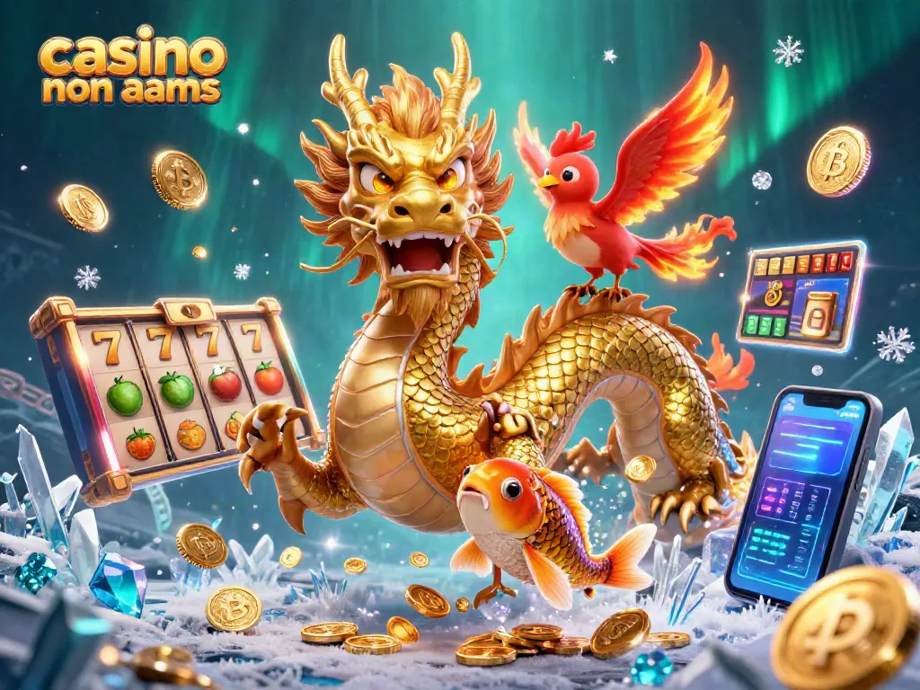 Giocando nei casino non AAMS: sorprendente drago che attira monete d'oro e simboli delle slot.