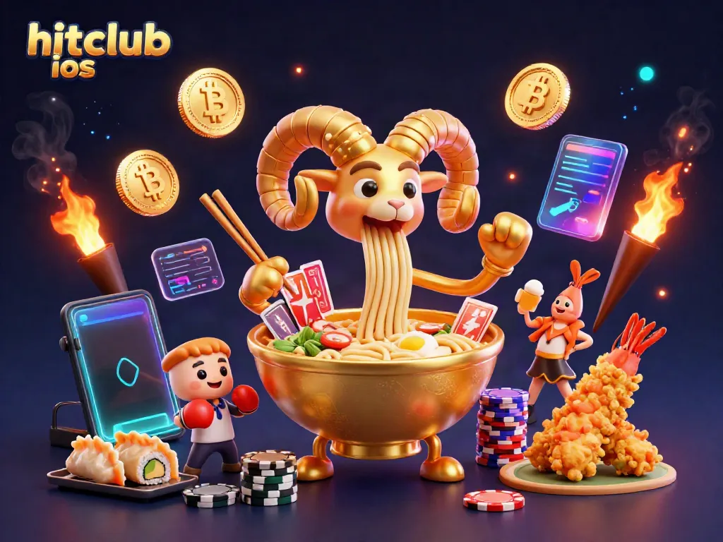 Engage with hitclub ios in thrilling 3D games as vibrant characters stack chips amid crypto coins and game elements.