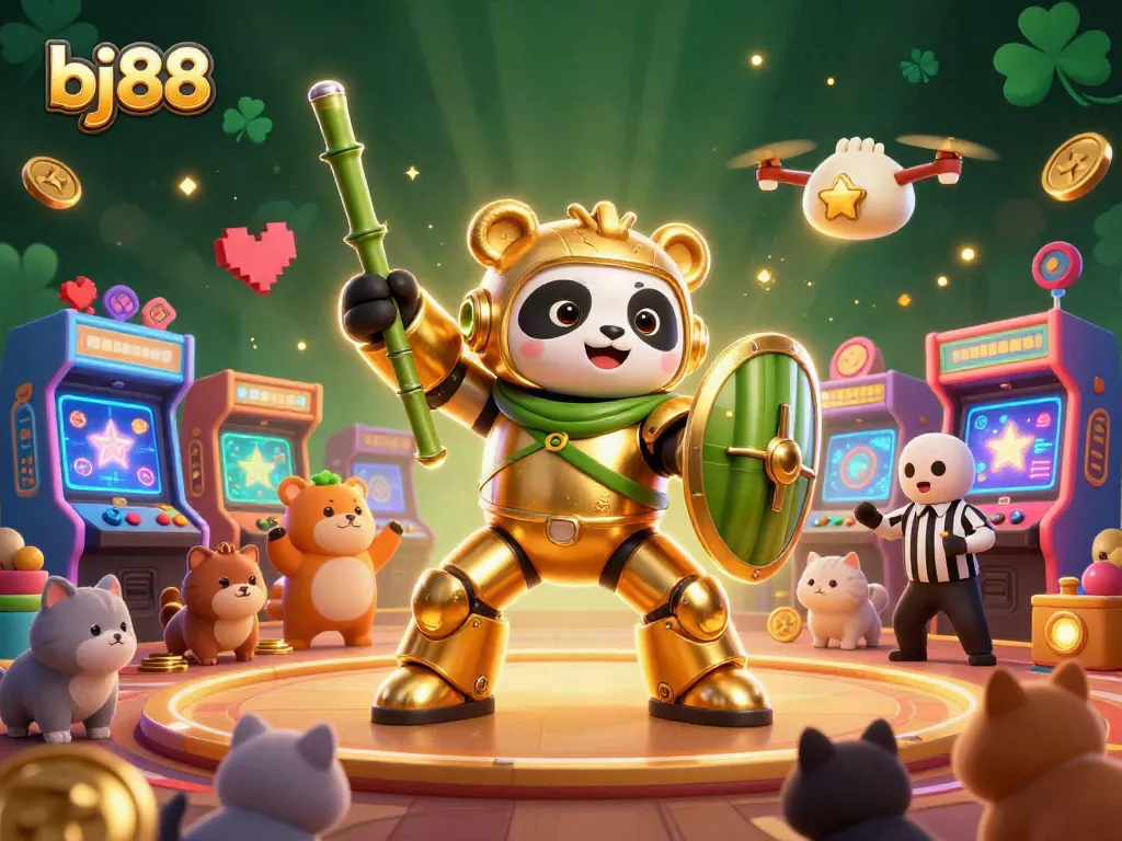 Engage with bj88 in a thrilling cockfighting showdown surrounded by colorful casino elements.