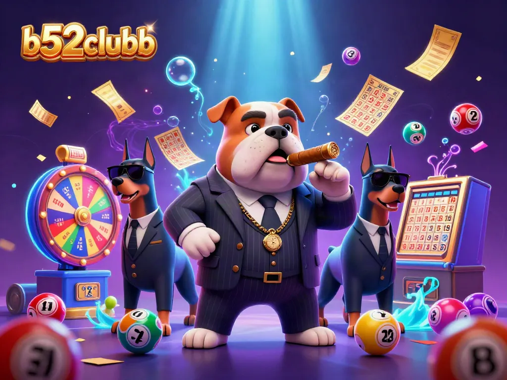 Engage with b52clubb's vibrant 3D casino scene featuring thrilling lottery elements.